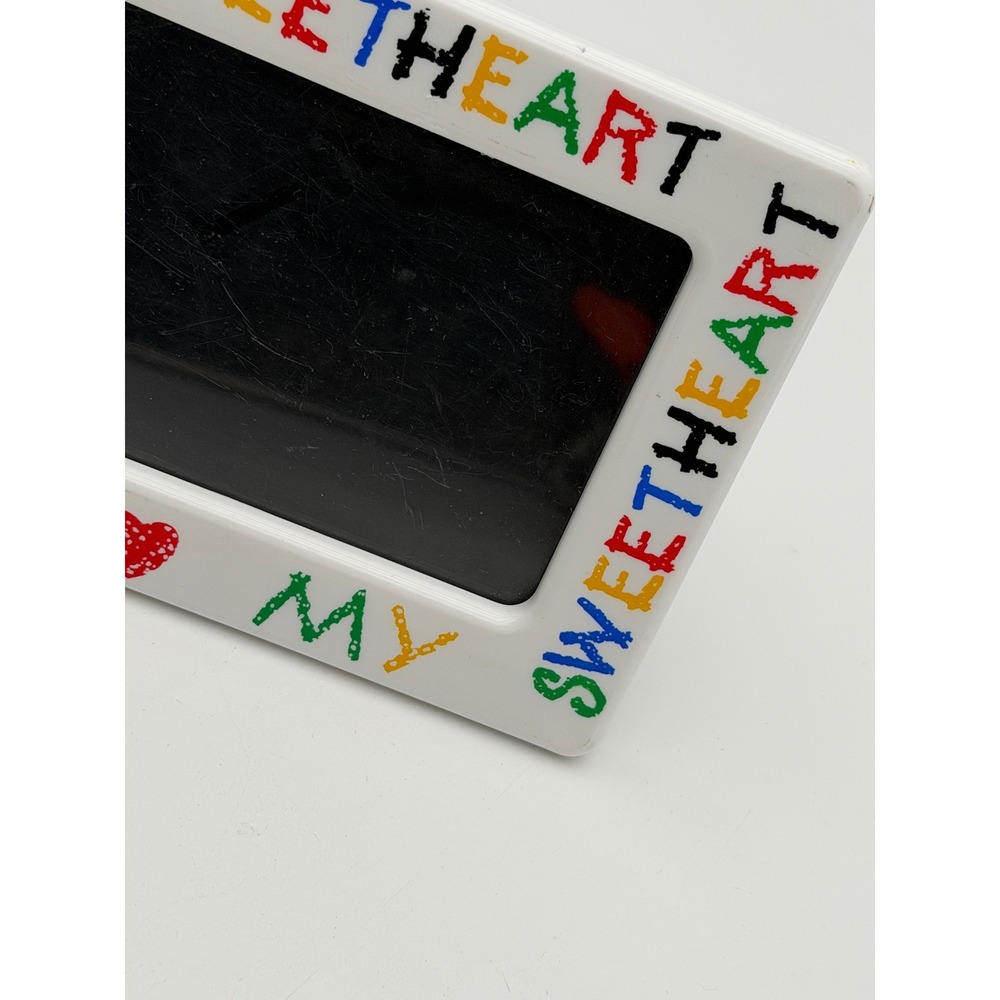 Vintage Retro I Love My Sweetheart Ceramic Picture Frame Rainbow Kidcore White